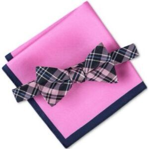 Tommy Hilfiger pink bow tie pocket square set